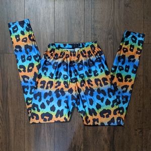 Lotus Leggings Rainbow Cheetah Leggings Size Large